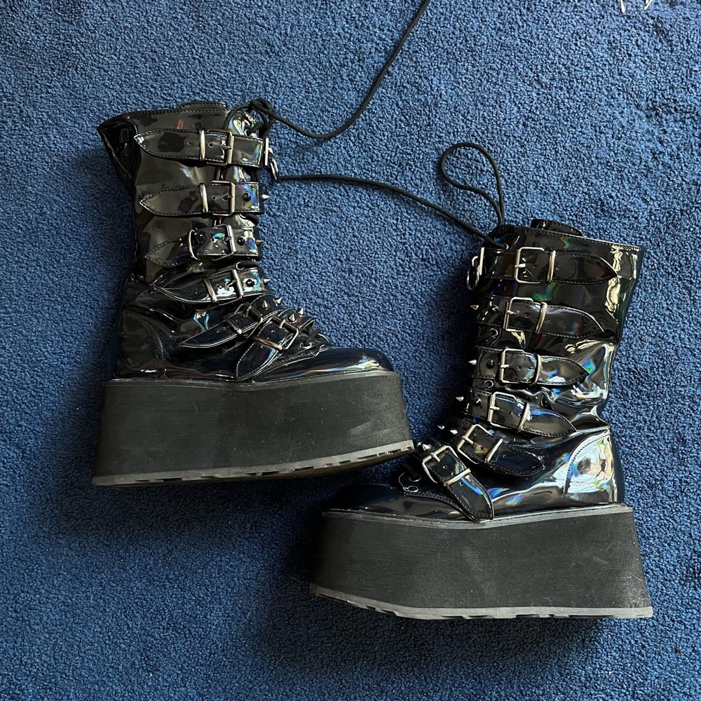 Holographic Demonia Platform Boots
